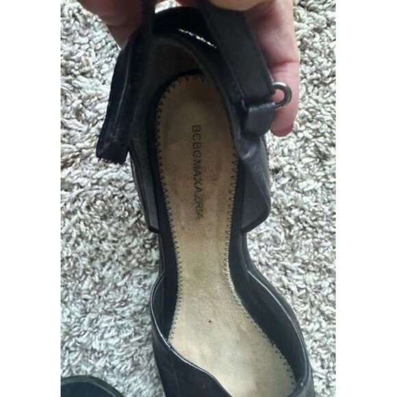 BCBG Maxazria Blk Vegan Leather Ballet Core Ankle Strap Chunky Platform Shoes 8M - Picture 7 of 7